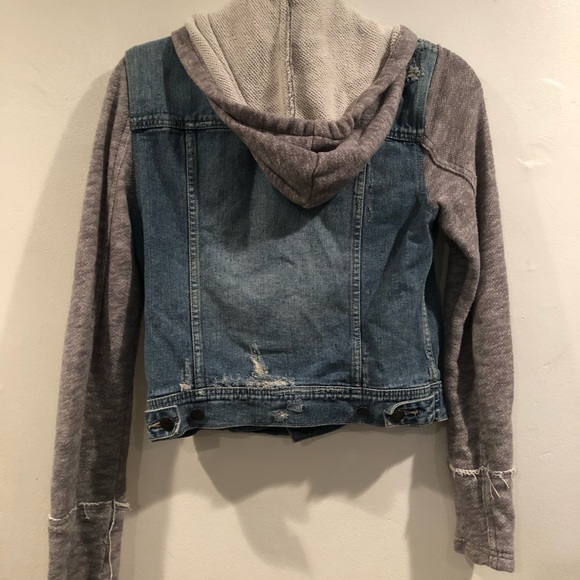 Free People Denim/Knit Hoodie Jacket - Indie Wash - Picture 2 of 8